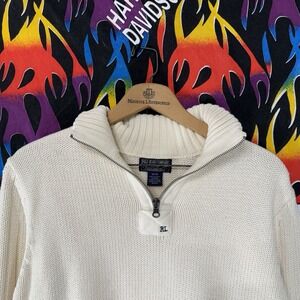 Vintage Polo Ralph Lauren White Quarter Zip Sweater Sz M